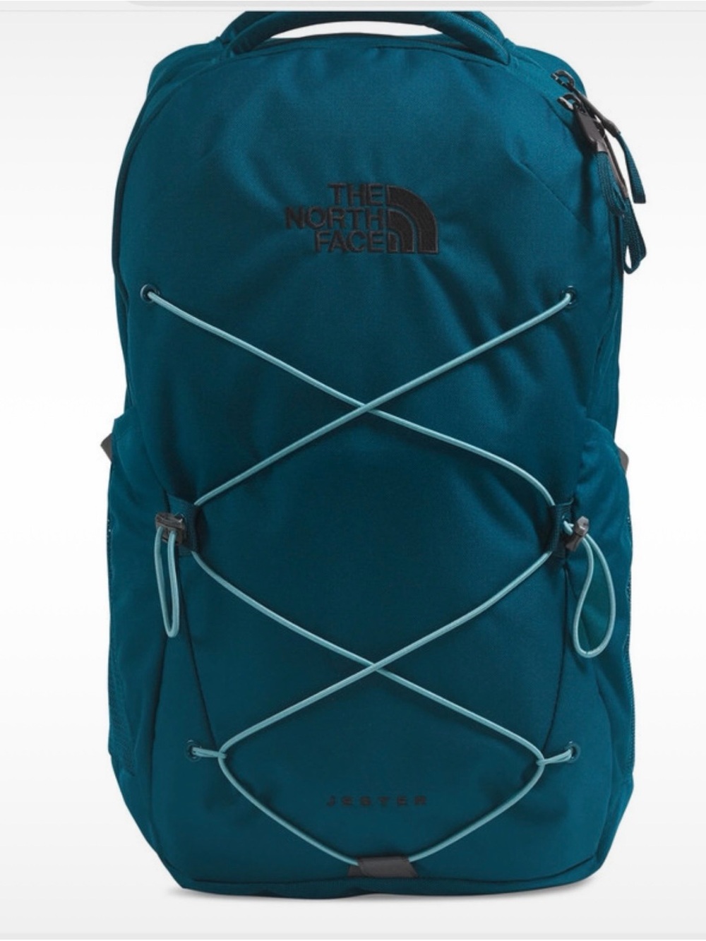 The North Face Teal Backpack with Front Bungee Cord